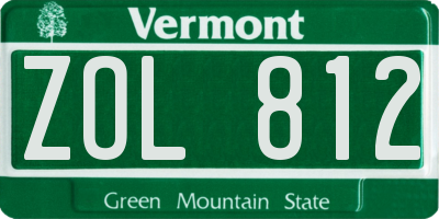 VT license plate ZOL812