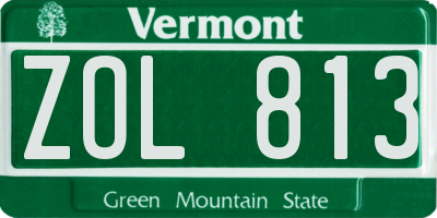 VT license plate ZOL813