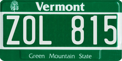 VT license plate ZOL815