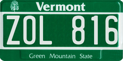 VT license plate ZOL816