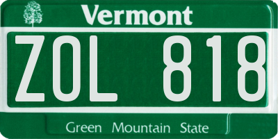 VT license plate ZOL818