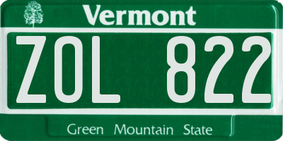 VT license plate ZOL822