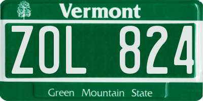 VT license plate ZOL824