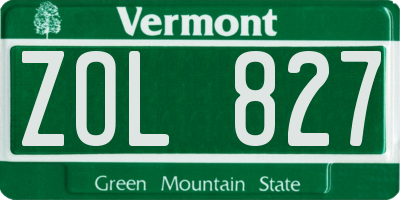 VT license plate ZOL827
