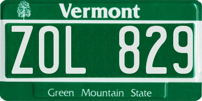 VT license plate ZOL829