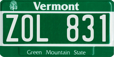 VT license plate ZOL831