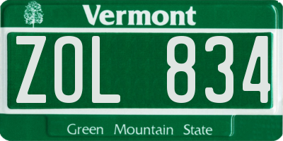 VT license plate ZOL834