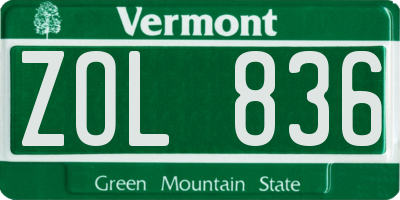 VT license plate ZOL836