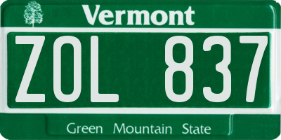 VT license plate ZOL837
