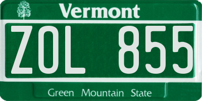VT license plate ZOL855