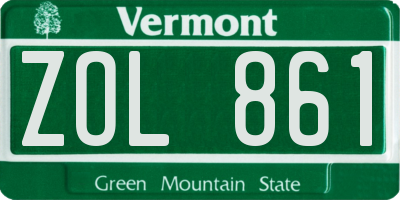 VT license plate ZOL861