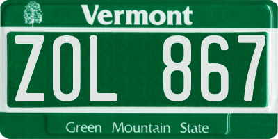 VT license plate ZOL867