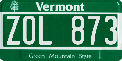 VT license plate ZOL873