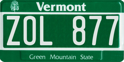 VT license plate ZOL877