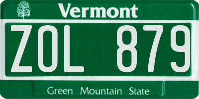 VT license plate ZOL879