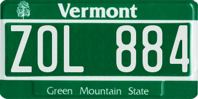 VT license plate ZOL884