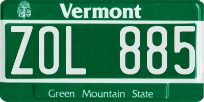 VT license plate ZOL885