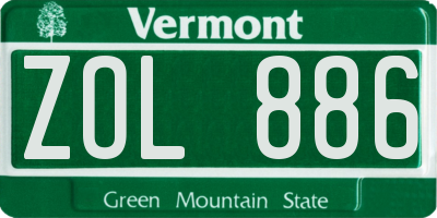 VT license plate ZOL886