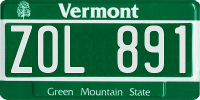 VT license plate ZOL891