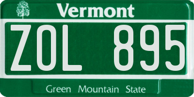 VT license plate ZOL895