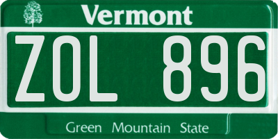 VT license plate ZOL896