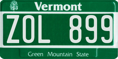 VT license plate ZOL899