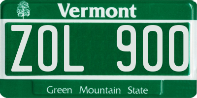 VT license plate ZOL900