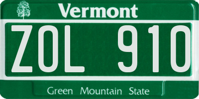 VT license plate ZOL910