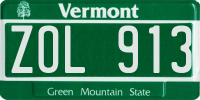 VT license plate ZOL913