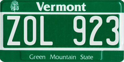 VT license plate ZOL923