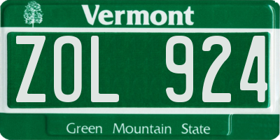 VT license plate ZOL924