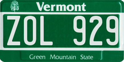 VT license plate ZOL929