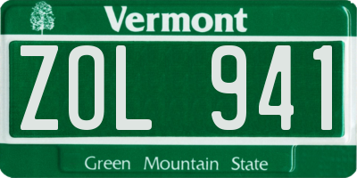VT license plate ZOL941
