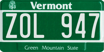 VT license plate ZOL947