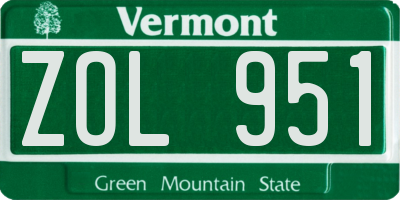 VT license plate ZOL951
