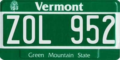VT license plate ZOL952