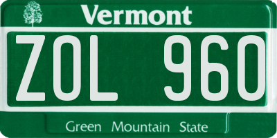 VT license plate ZOL960