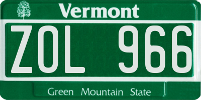 VT license plate ZOL966