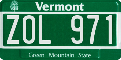 VT license plate ZOL971