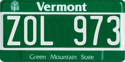 VT license plate ZOL973