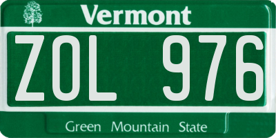 VT license plate ZOL976