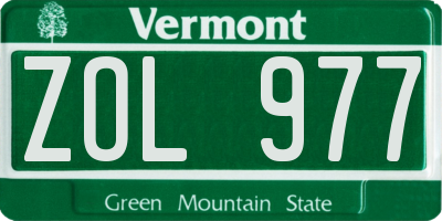 VT license plate ZOL977