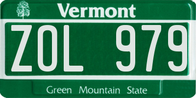 VT license plate ZOL979