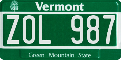 VT license plate ZOL987