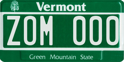 VT license plate ZOM000