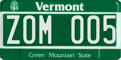 VT license plate ZOM005