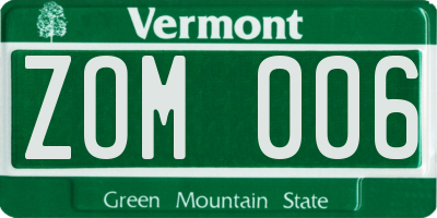VT license plate ZOM006