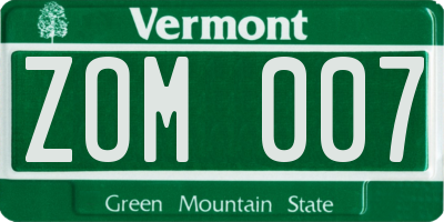 VT license plate ZOM007