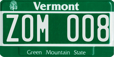 VT license plate ZOM008