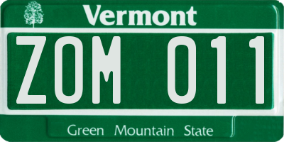 VT license plate ZOM011